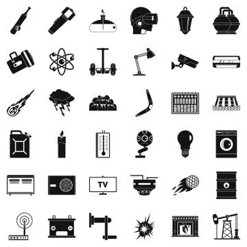 Good energy icons set, simple style Stock Illustration
