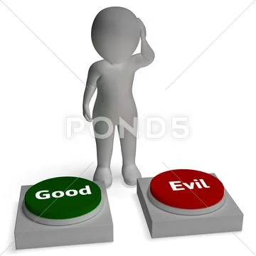 Good evil buttons shows morals Stock Illustration
