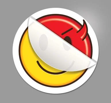 Good Face Evil Face Sticker Stock Illustration