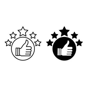 Good Feedback Icons. Black and White Vector Illustrations. Thumbs Up, Like,.. Stock Illustration