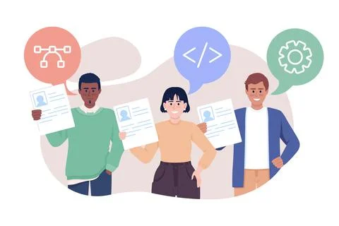 Good first impression at job fair 2D vector isolated illustration 스톡 일러스트