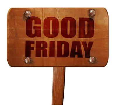 Good friday, 3D rendering, text on wooden sign Ilustración de archivo