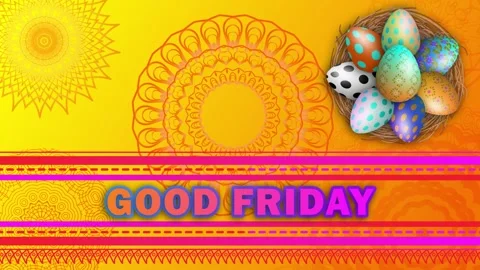 Good Friday animated easter clip with traditional Design background and dec.. Stock Footage 268470039