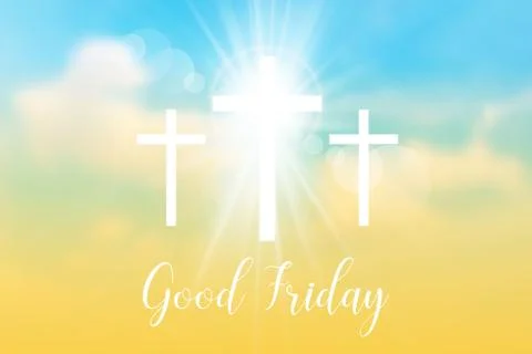 Good Friday. Background with white cross and sun rays 库存插图