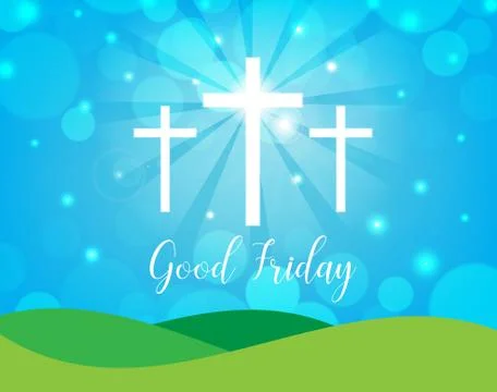 Good Friday. Background with white cross and sun rays in the sky. イラスト素材