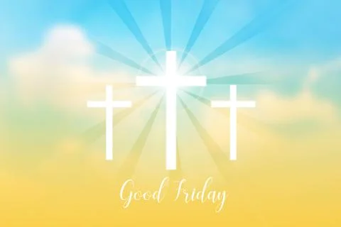 Good Friday. Background with white cross and sun rays in the sky. イラスト素材