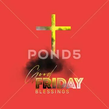 Good Friday Blessings with Golden Cross PSD 템플릿