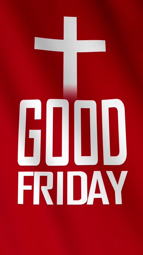 Good Friday Cross on Red Flag Background Vertical Video Stock Footage 331426633