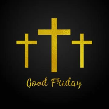Good Friday. gold texture three cross on black background Illustration