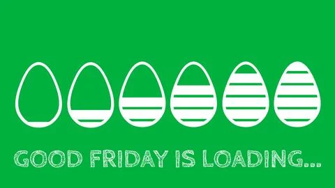 Good friday is loading progress in easter eggs on green screen Stock Illustration