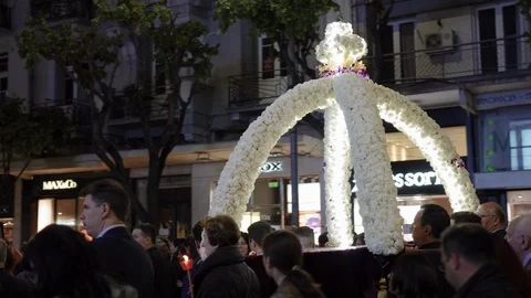 Good Friday Orthodox Easter Epitaph procession in Thessaloniki, Greece. Stock Footage 107045650