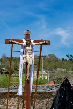Good Friday Procession , Bercianos de Aliste in Zamora , Spain Stock Photos