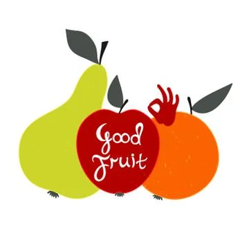 Good fruit. Set of with text. Perfect illustration for advertising greeting card Stock Illustration