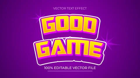 Good Game Editable text effect in futuristic games style purple and orange .. Stock Illustration