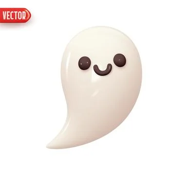 Good ghost with smile on face decor element for Halloween holiday. Realistic  Stock Illustration