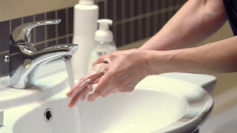 Good hand hygiene technique. Protect yourself from germs and the Covid19 Stock-Footage 129576152