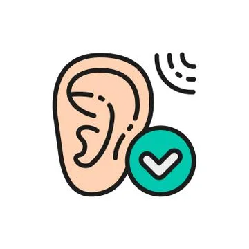 Good hearing, hearing test flat color line icon. Isolated on white background Illustrazione stock