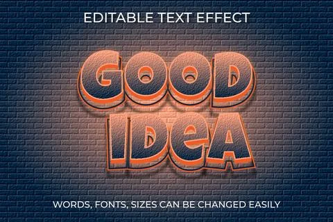 Good idea 3d editable text effect Stock Illustration