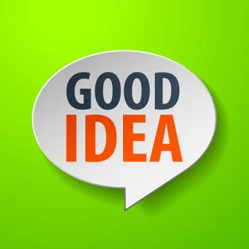 Good idea 3d speech bubble on green background Stock Illustration