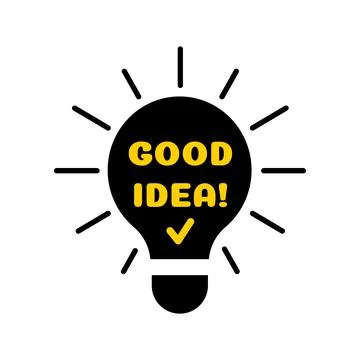 Good idea and check mark on black light bulb vector icon. Stock Illustration