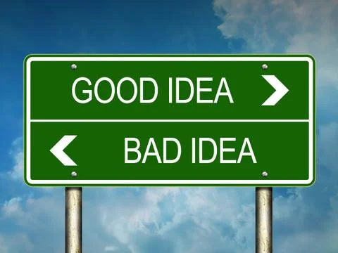 Good Idea Bad Idea Road Sign Stock Illustration