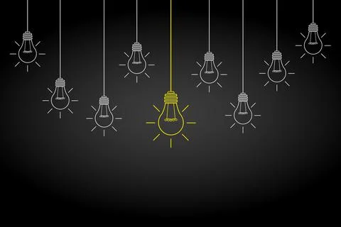 Good idea. Banner light bulb idea concept, creative concept light bulb drawn  Stock Illustration