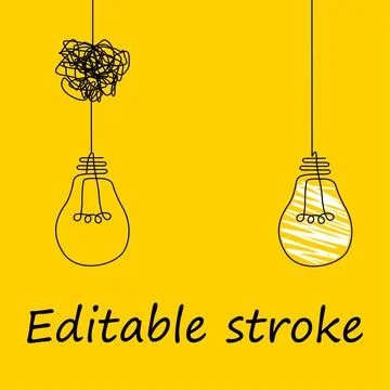 Good idea. Banner light bulb idea concept, creative concept light bulb drawn  Stock Illustration
