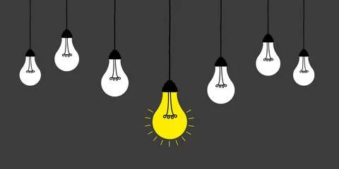Good idea. Banner light bulb idea concept, creative concept light bulb drawn  Stock Illustration