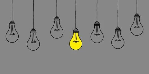 Good idea. Banner light bulb idea concept, creative concept light bulb drawn  Stock Illustration