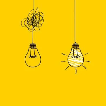 Good idea. Banner light bulb idea concept, creative concept light bulb drawn  Stock Illustration