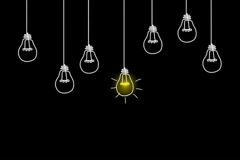 Good idea. Banner light bulb idea concept, creative concept light bulb drawn  Stock Illustration