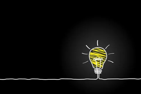 Good idea. Banner light bulb idea concept, creative concept light bulb drawn  Stock Illustration