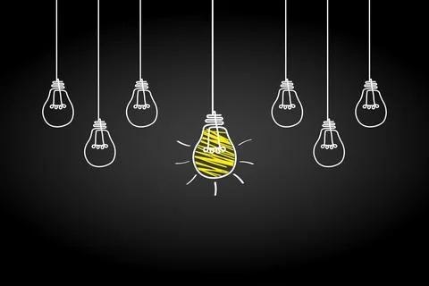Good idea. Banner light bulb idea concept, creative concept light bulb drawn  Stock Illustration