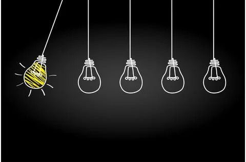 Good idea. Banner light bulb idea concept, creative concept light bulb drawn  Stock Illustration