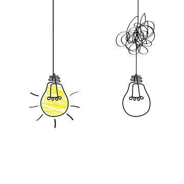 Good idea. Banner light bulb idea concept, creative concept light bulb drawn  Stock Illustration