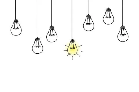 Good idea. Banner light bulb idea concept, creative concept light bulb drawn  Stock Illustration