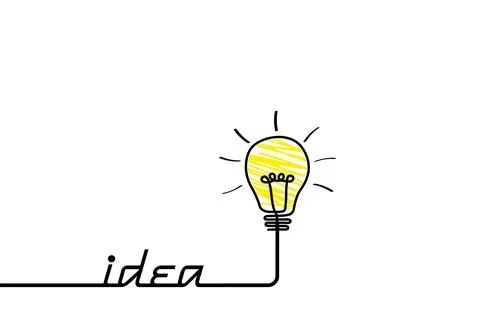 Good idea. Banner light bulb idea concept, creative concept light bulb drawn  Stock Illustration