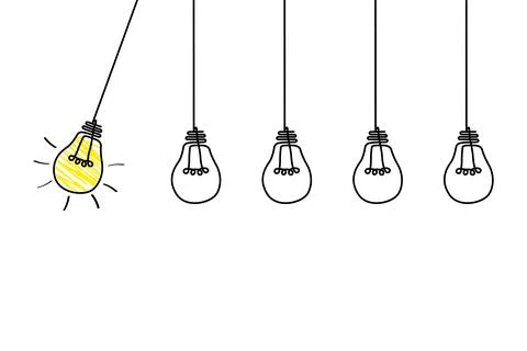 Good idea. Banner light bulb idea concept, creative concept light bulb drawn  Stock Illustration