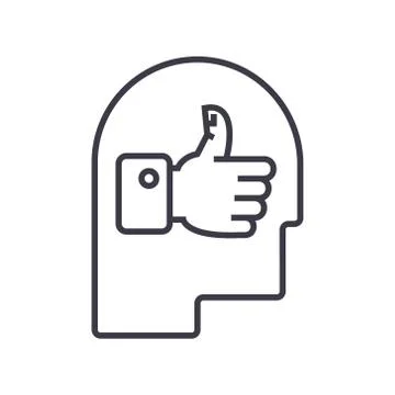 Good idea head linear icon, sign, symbol, vector on isolated background Stock Illustration