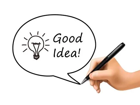 Good idea words with lighting bulb in speech bubble Stock Illustration
