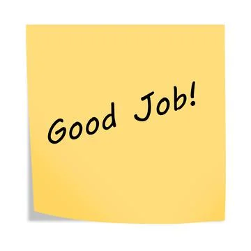 Good Job reminder post note isolated on white with clipping path 3d illustration Stock Illustration