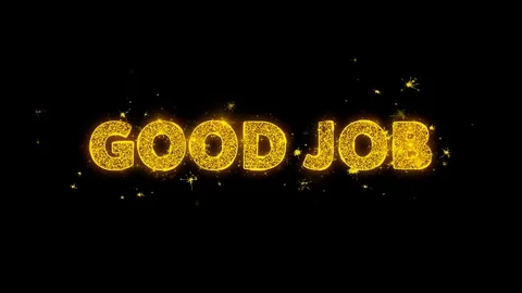 Good Job Text Sparks Particles on Black ... | Stock Video | Pond5