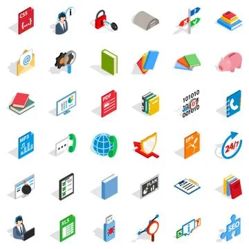 Good learning icons set, isometric style 스톡 일러스트