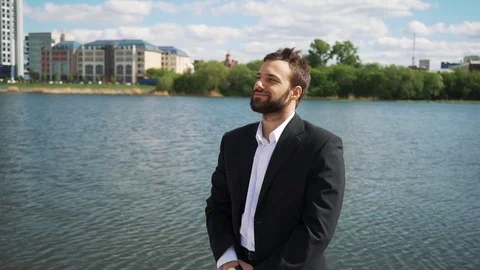 Good Looking Business Man Checking Time Watch Seeking Away Morning Hour Commute Stock Footage 75968365