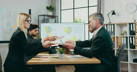 Good-looking confident professional creative mixed race group of business Stock Footage 160929553
