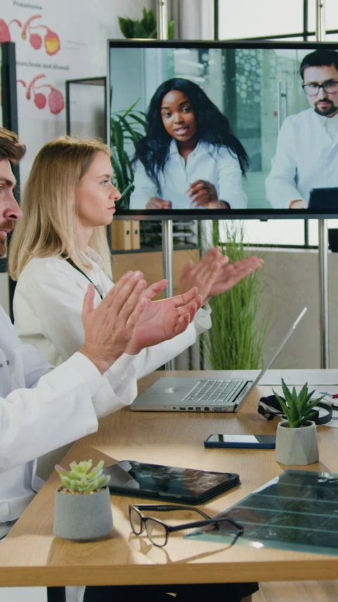 Good-looking contented high-skilled motivated diverse team of specialists in whi Stock Footage 332998762