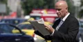 Good Looking Corporate Man Read Newspaper Public Press Crowded Street Ambulance 4k or 4k+ Resolution