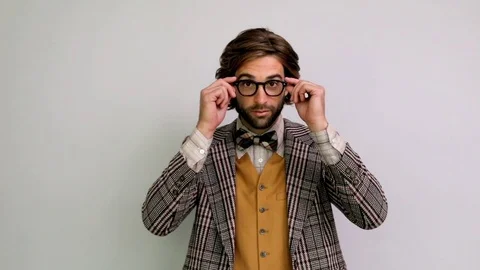 Good looking nerd guy Video stock 80497969