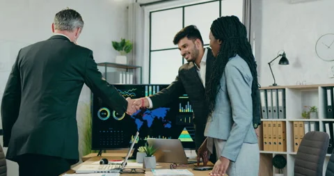 Good-looking positive confident professional diverse colleagues in ecological Stock Footage 160917001