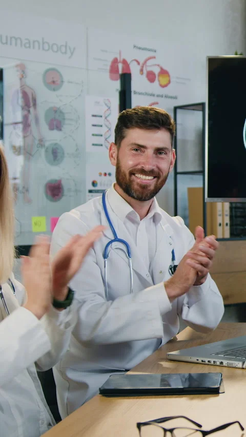 Good-looking positive high-skilled caring multicultural two women and two men al Stock Footage 331865859
